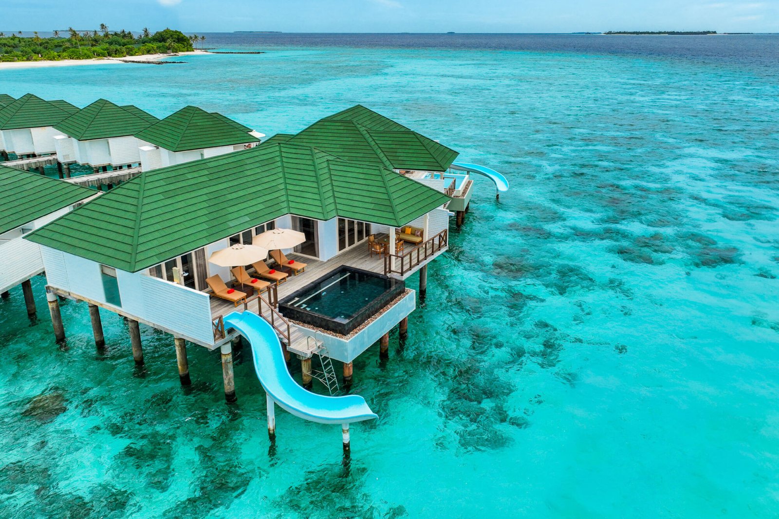 Siyam World Maldives water villa with slide